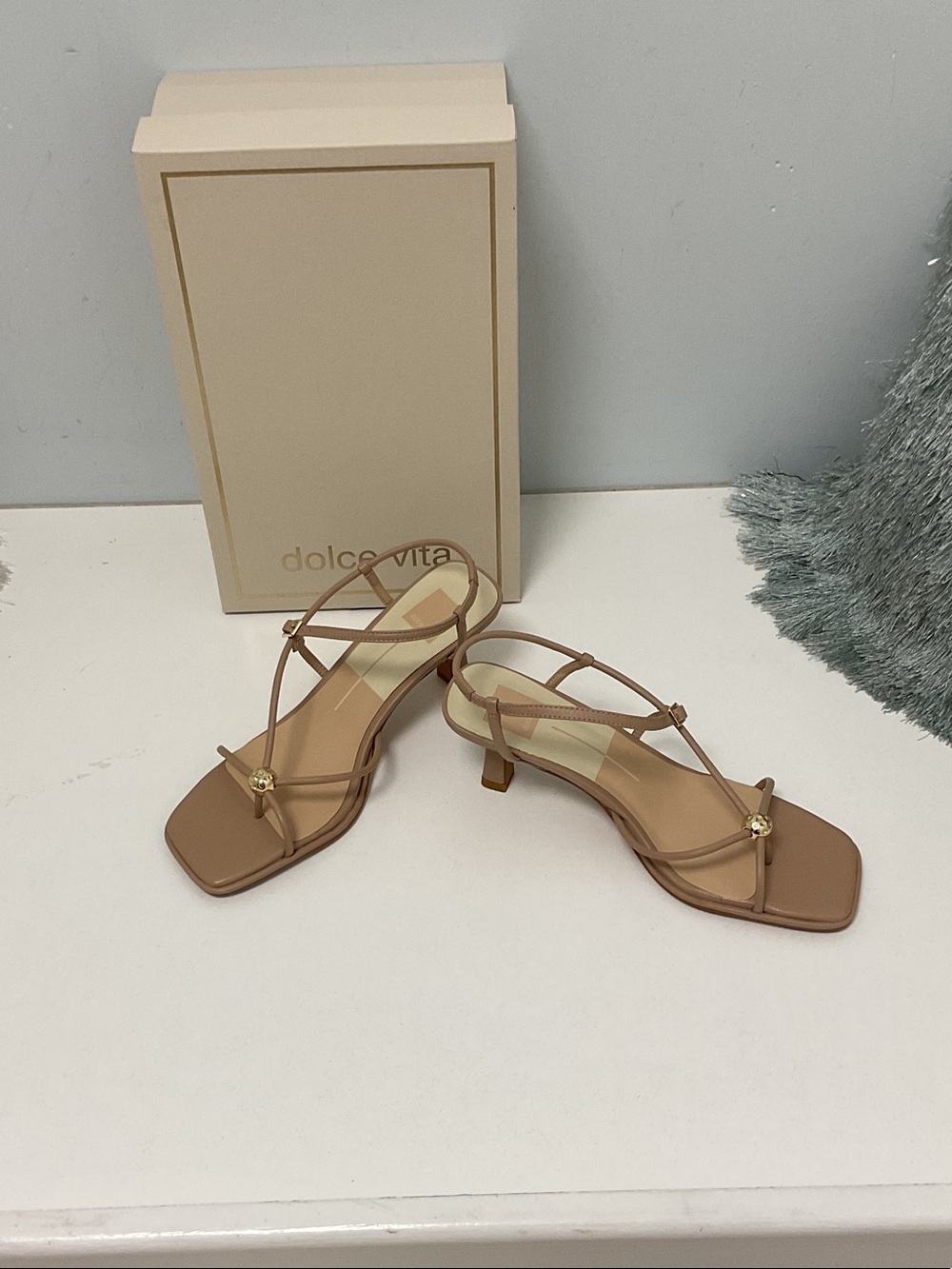 Dolce Vita Mylee Nude Tan Strappy Kitten Heel Sandals